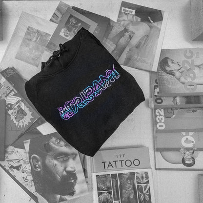 Tri Colour Serpent Hoodie- Teal/Purple/Off White