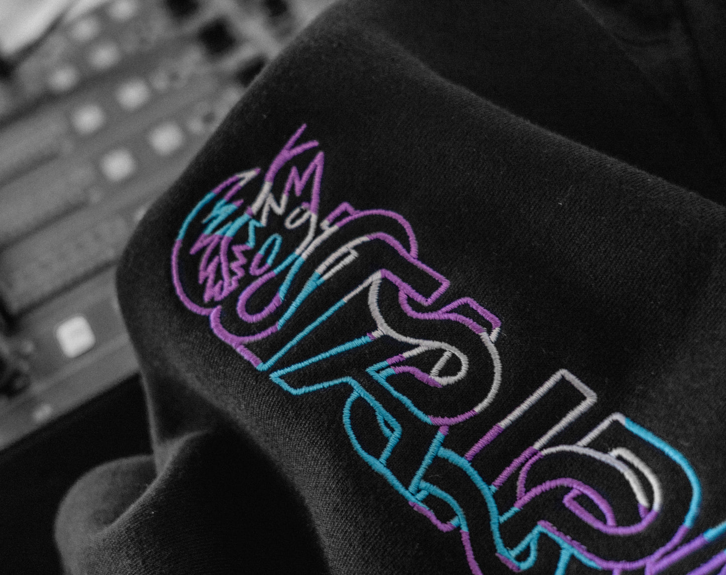 Tri Colour Serpent Hoodie- Teal/Purple/Off White