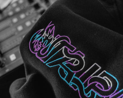 Tri Colour Serpent Hoodie- Teal/Purple/Off White