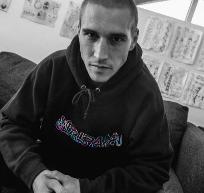 Tri Colour Serpent Hoodie- Teal/Purple/Off White